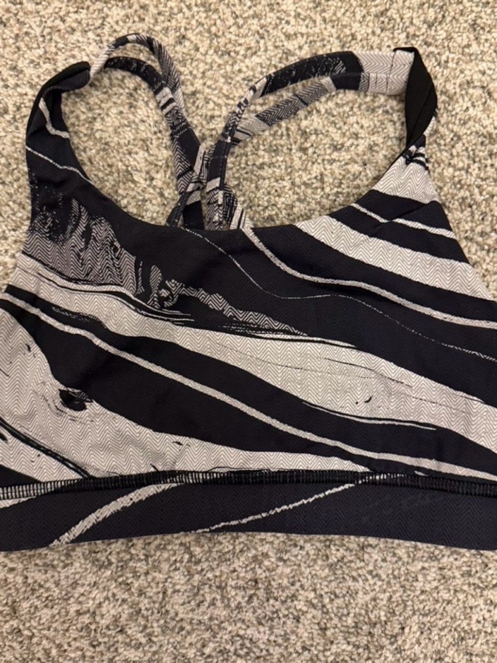 Lululemon Black & White Striped Women's Sports Bra